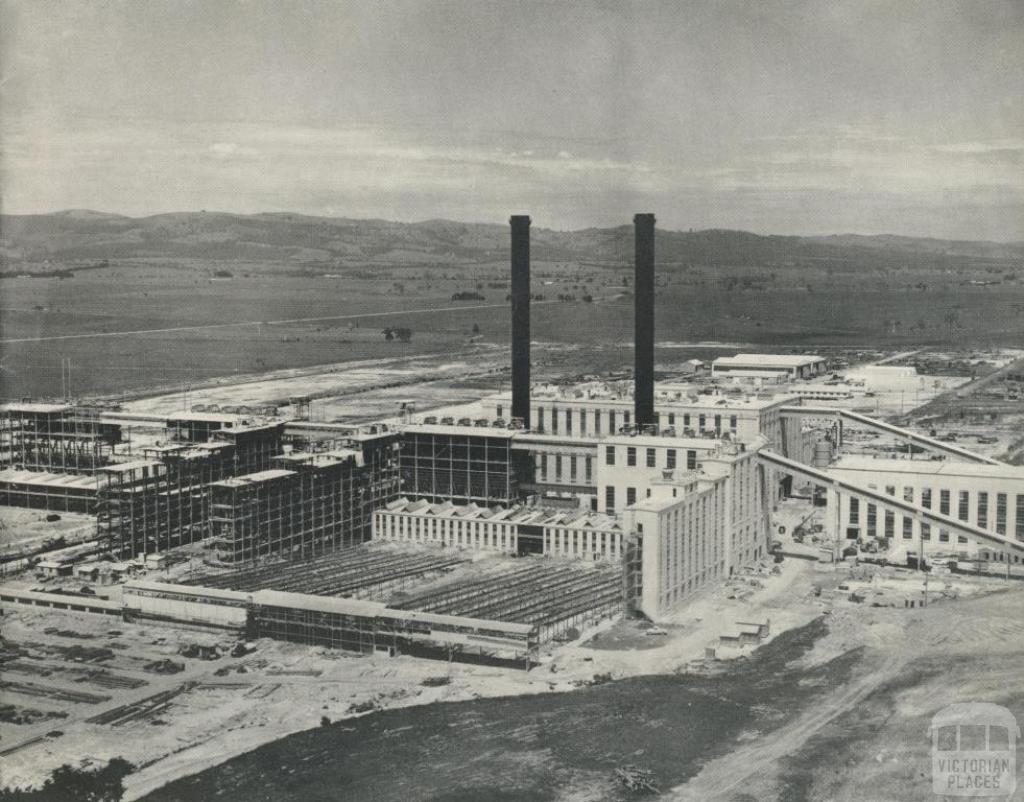 Morwell Briquette Works under construction, 1959