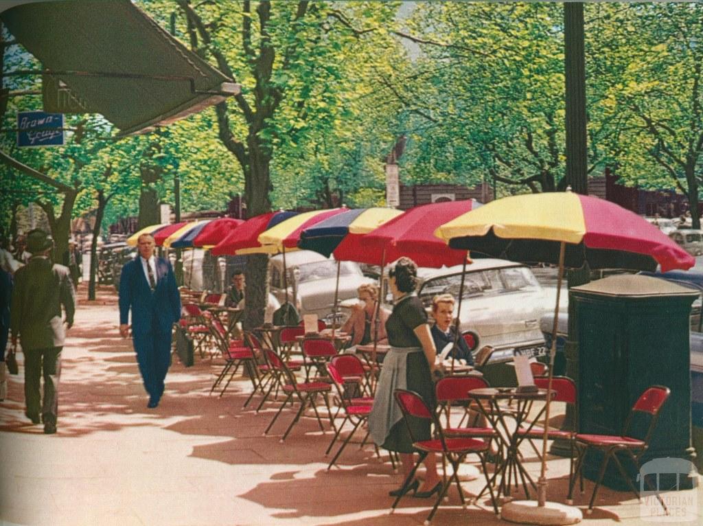 Pavement Cafe, Collins Street, Melbourne, c1958