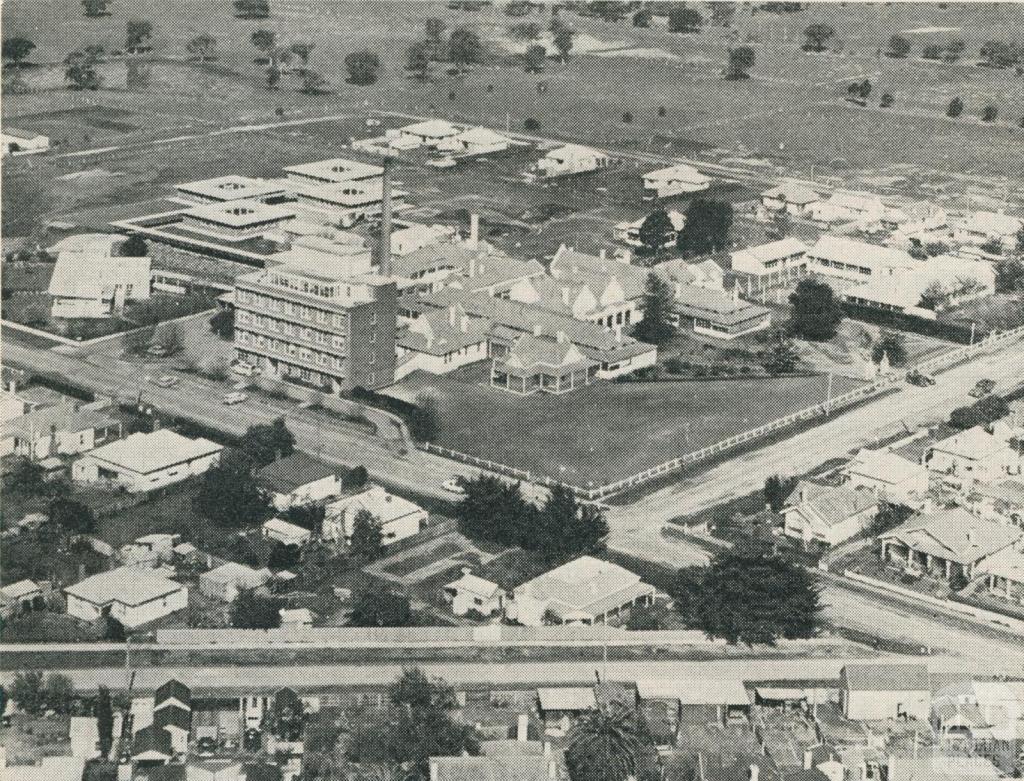 An aerial view of the Wimmera Base Hospital, 1960