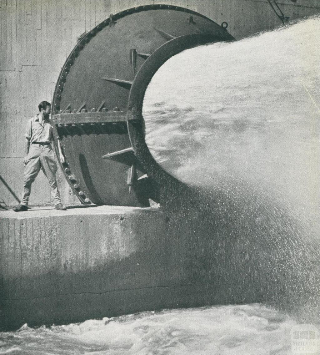 Needle Valve, half open, Hume Dam, c1952