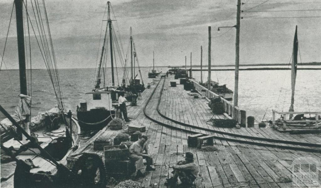 Part of the fishing fleet, Port Welshpool, 1955