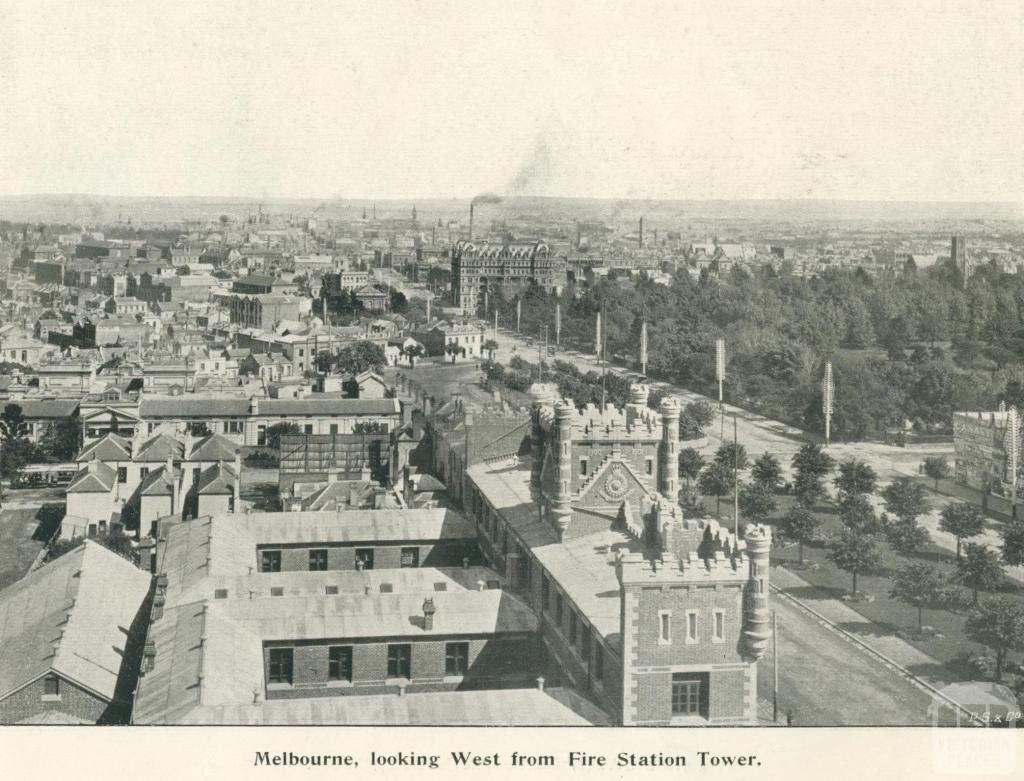 Melbourne looking west from Fire Station tower, 1900