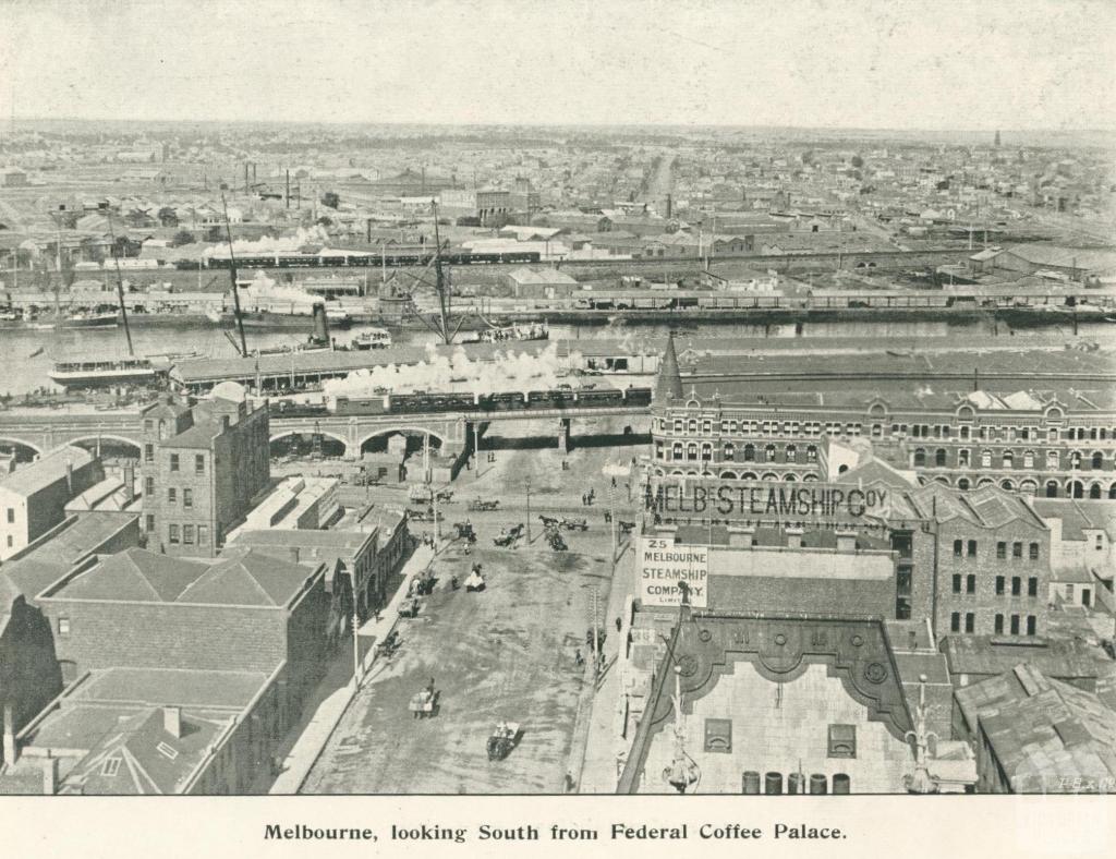 Melbourne looking south from Federal Coffee Palace, 1900