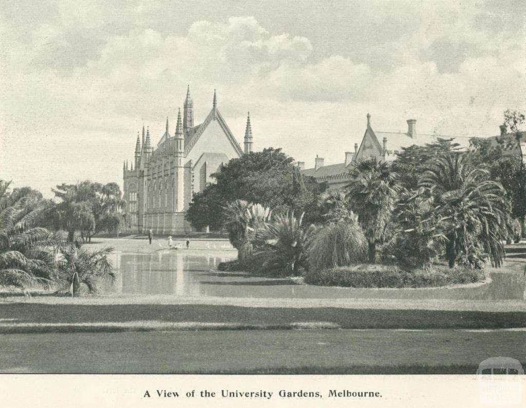 View of the University Gardens, Melbourne, 1900
