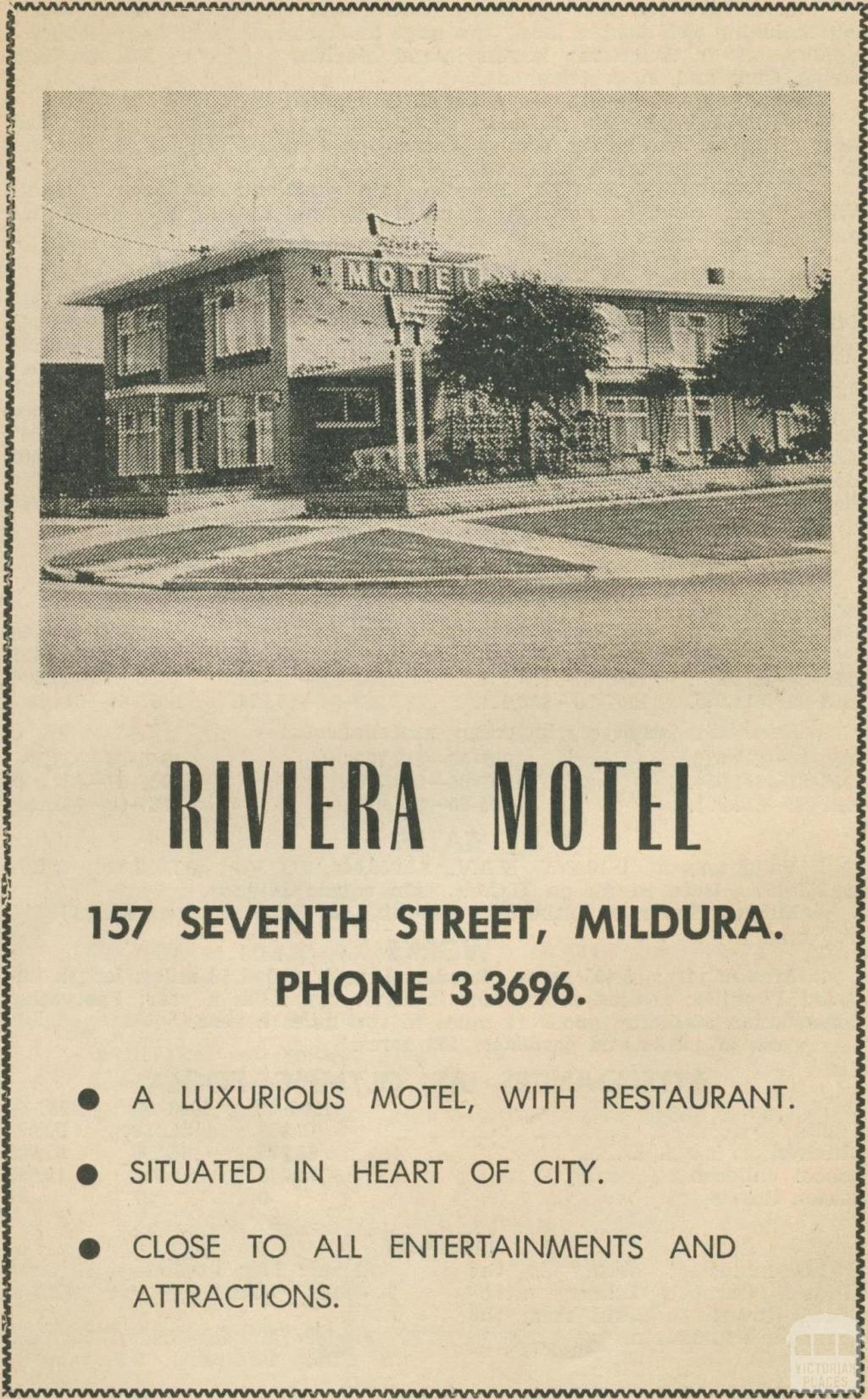 Riviera Motel, Mildura, 1969