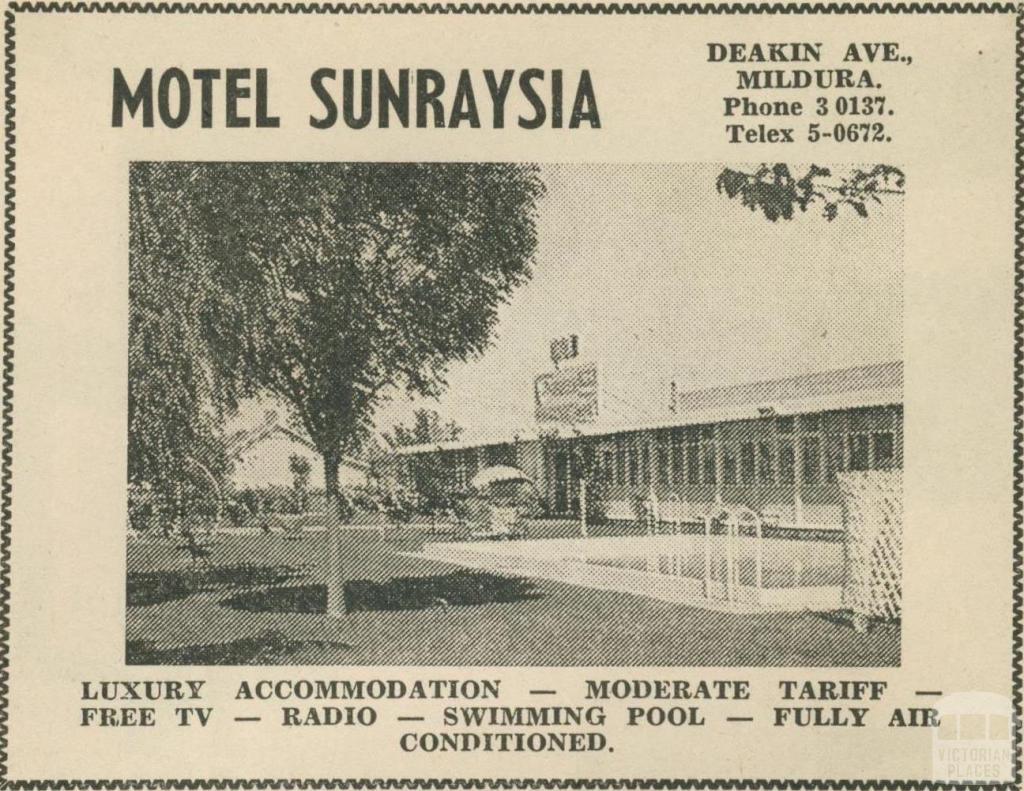 Motel Sunraysia, Mildura, 1969