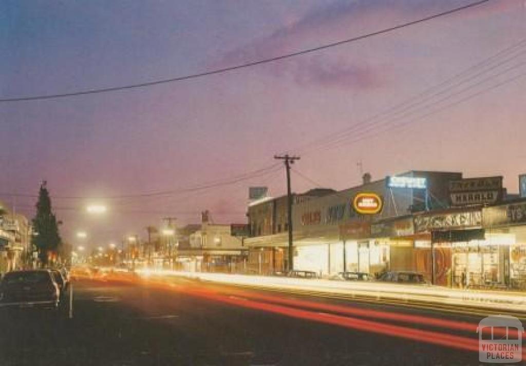 Wyndham Street, Shepparton by night, commercial centre of the Goulburn Valley
