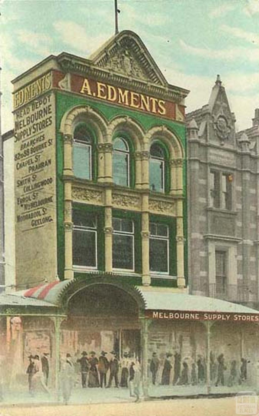 A. Edments Melbourne Supply Store, Melbourne, c1908