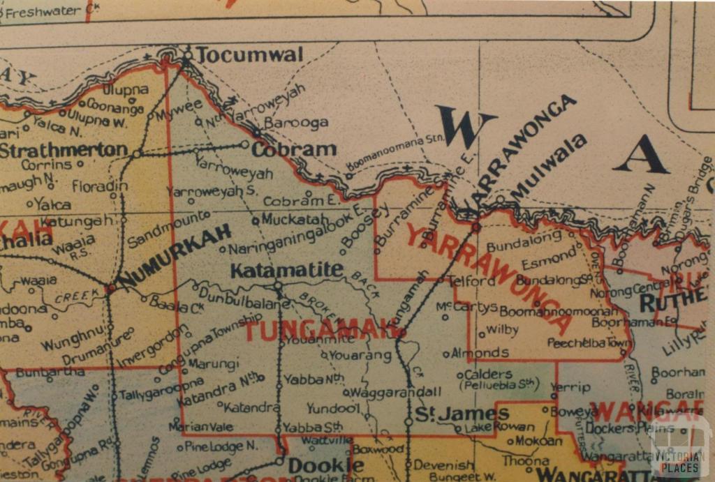 Tungamah shire map, 1924