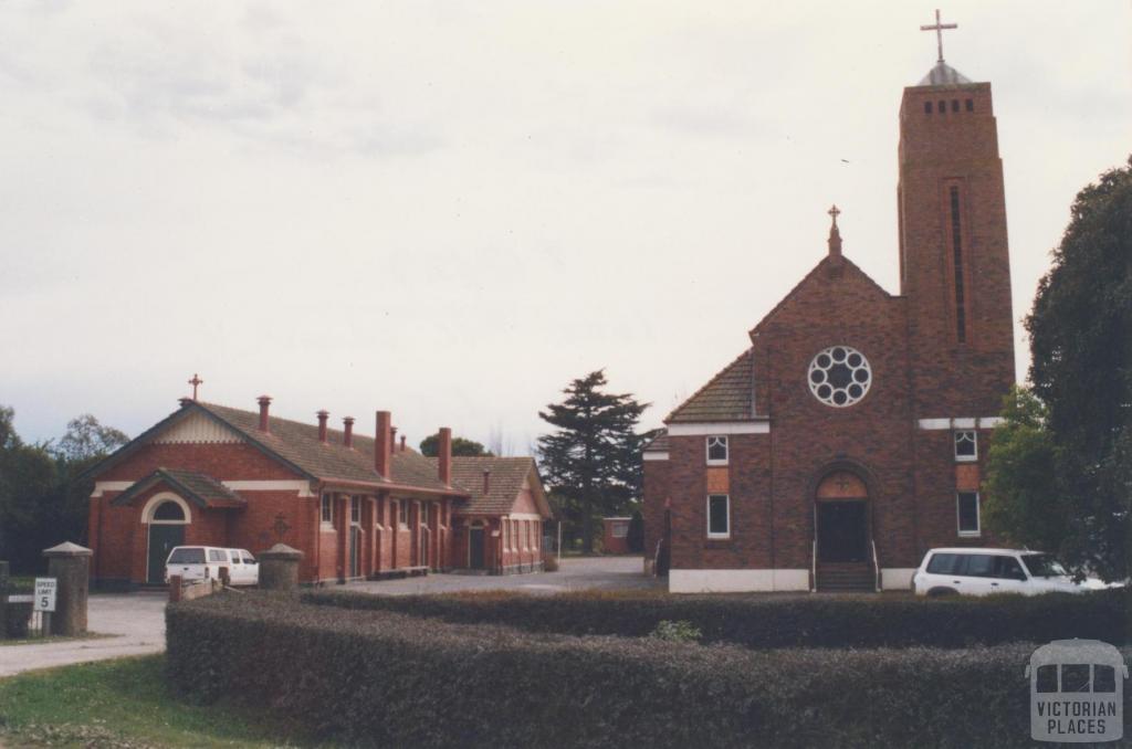 Iona Roman Catholic Church and hall (with closed school behind), 2002