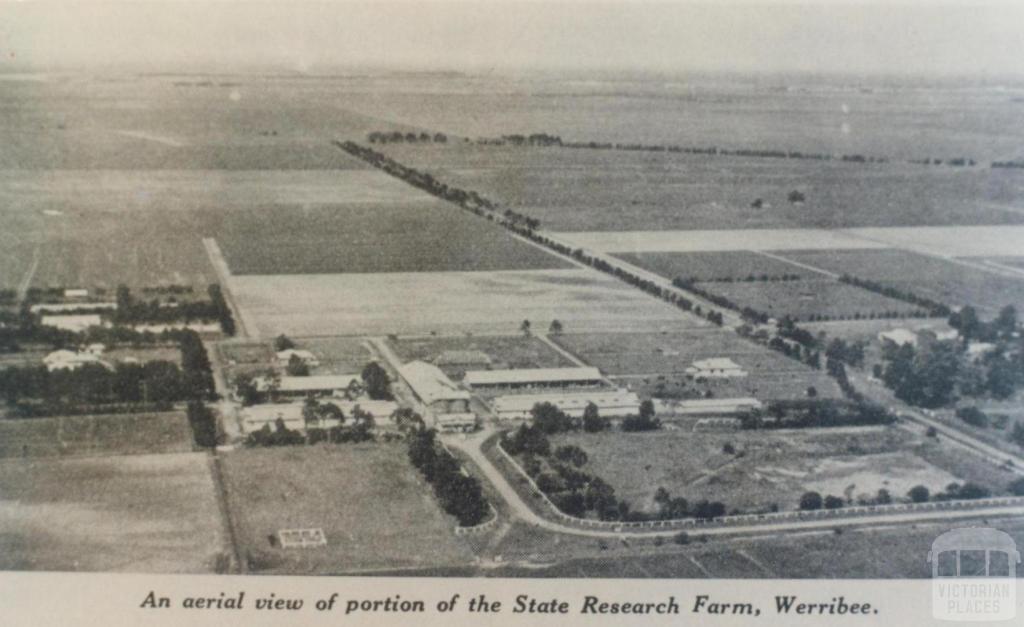 Aeriel view of State Research Farm, Werribee, 1936