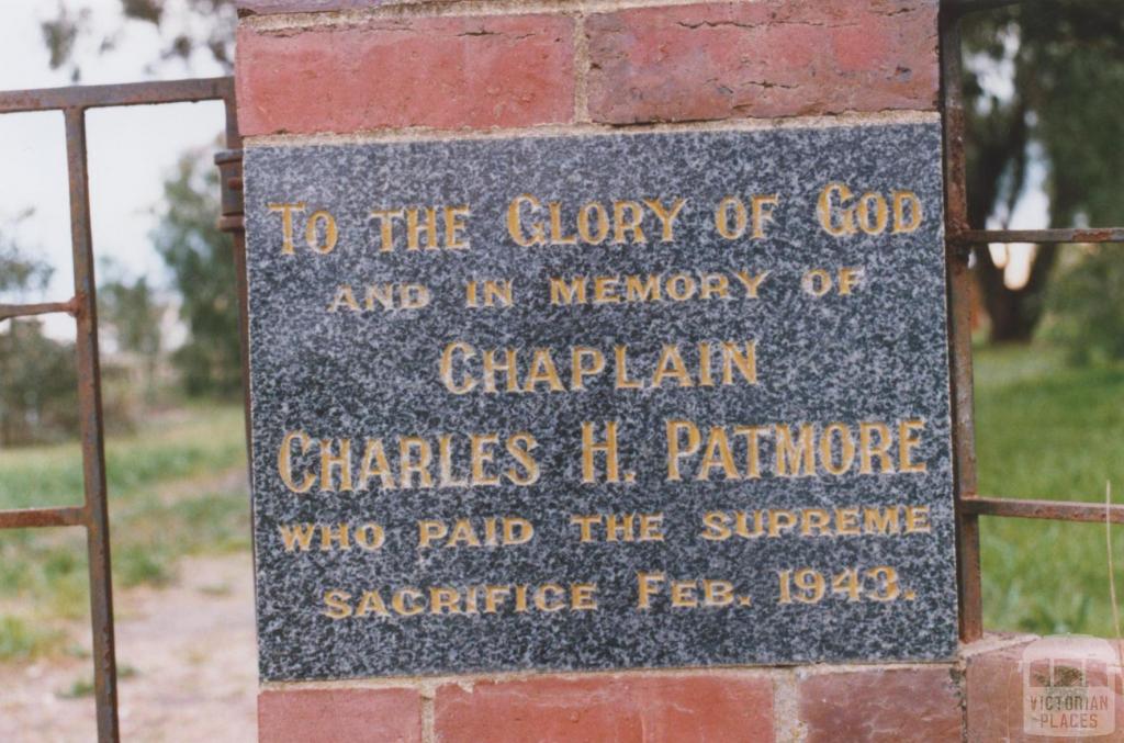 Plaque at Anglican Church, Toolamba, 2011
