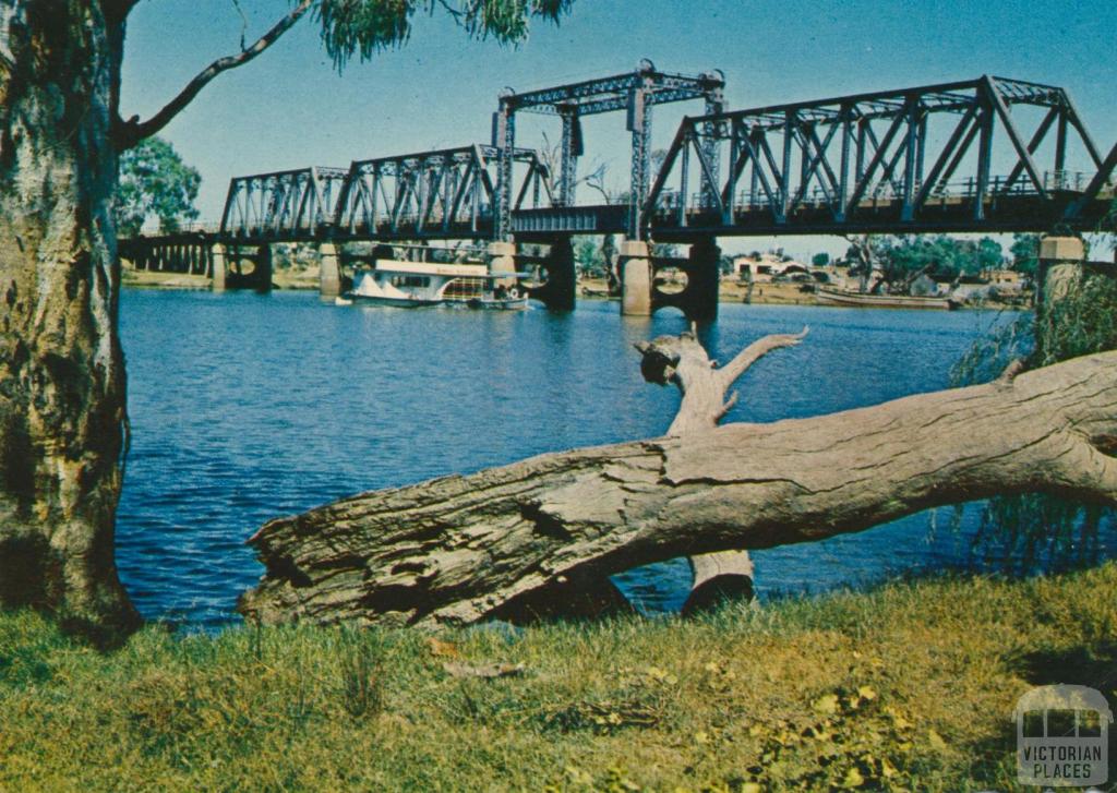 Murray River showing the bridge and PS Mayflower, Mildura