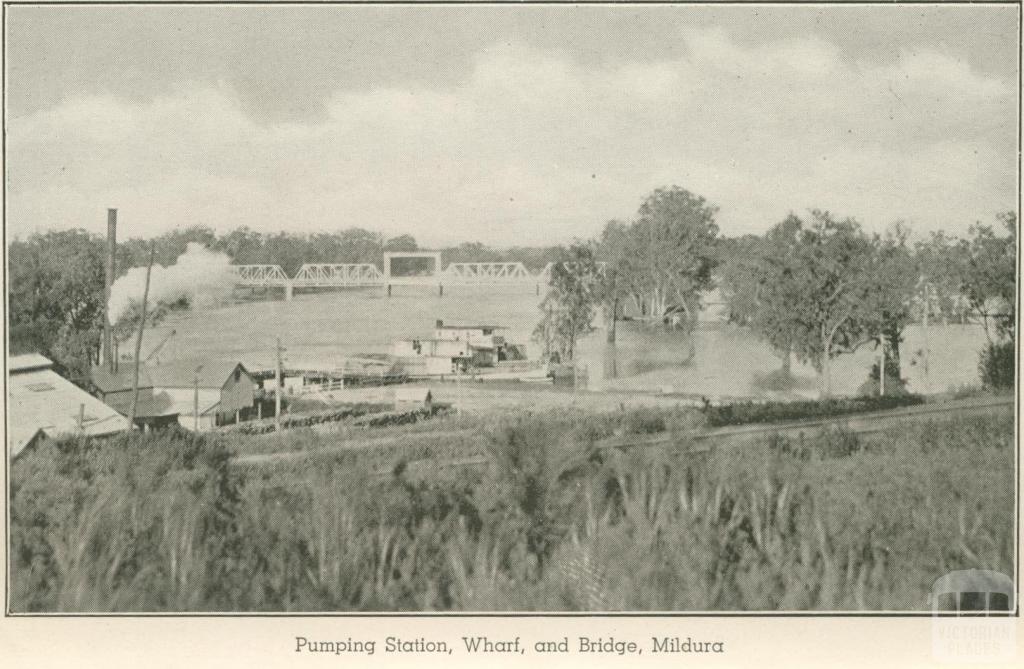 Pumping Station, Wharf and Bridge, Mildura, 1948