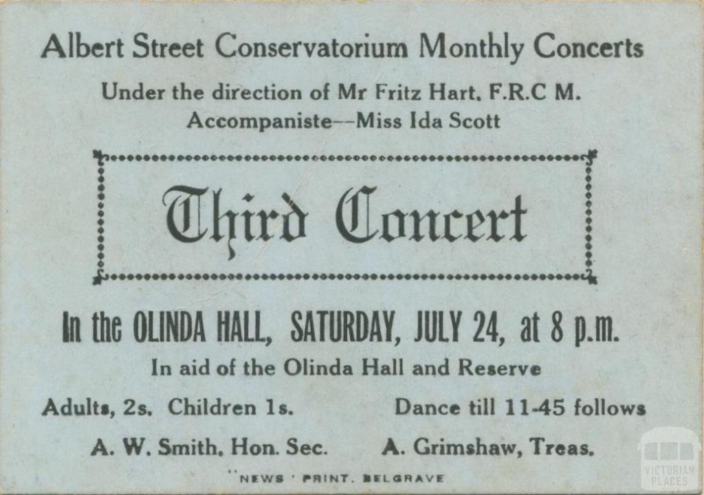 Concert, the Olinda Hall