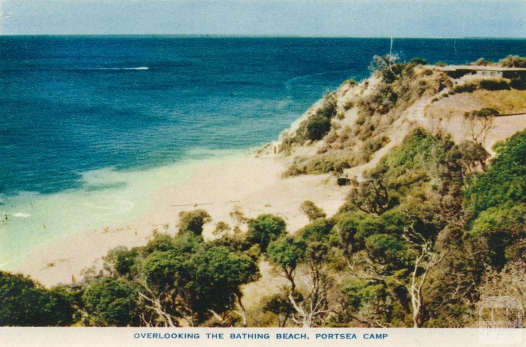 Overlooking the bathing beach, Portsea Camp