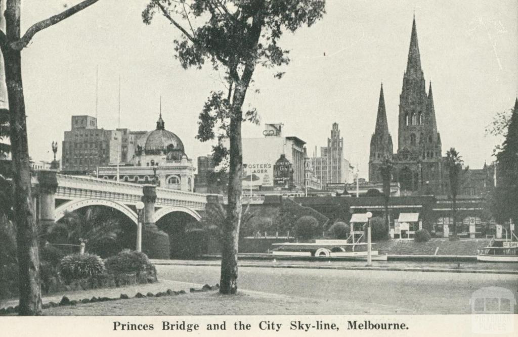 Princes Bridge and City Skyline, Melbourne, 1942