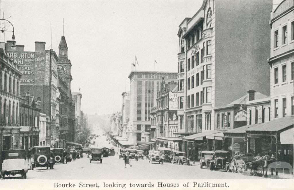 Bourke Street, looking towards Houses of Parliament, Melbourne