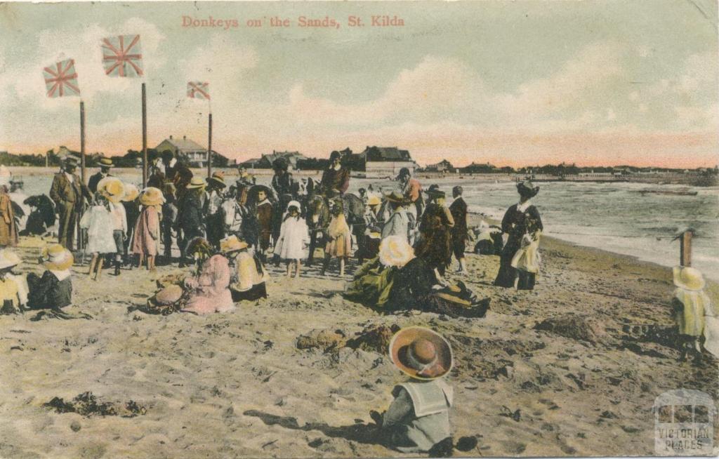 Donkeys on the Sands, St Kilda, 1906