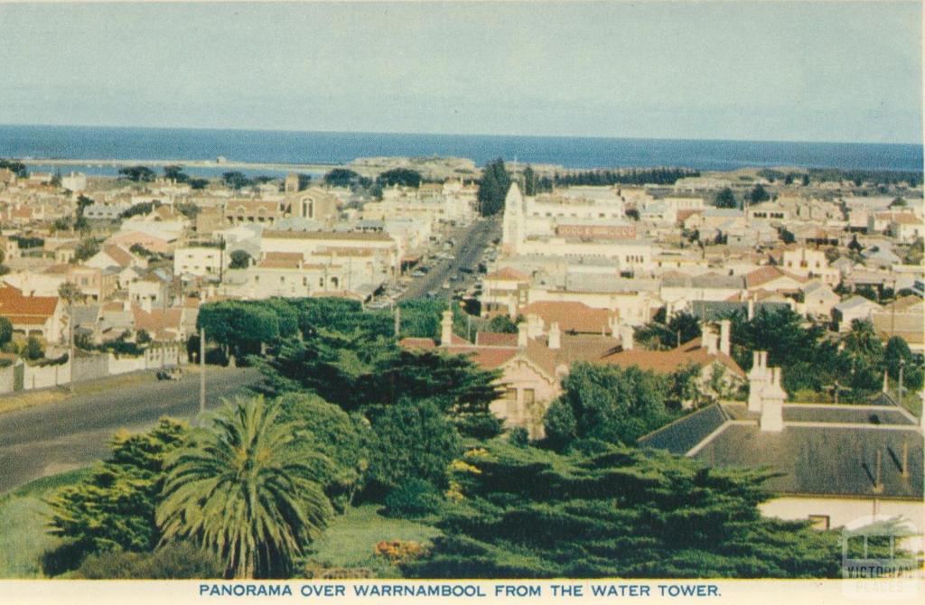 Panorama over Warrnambool from the water tower, 1960